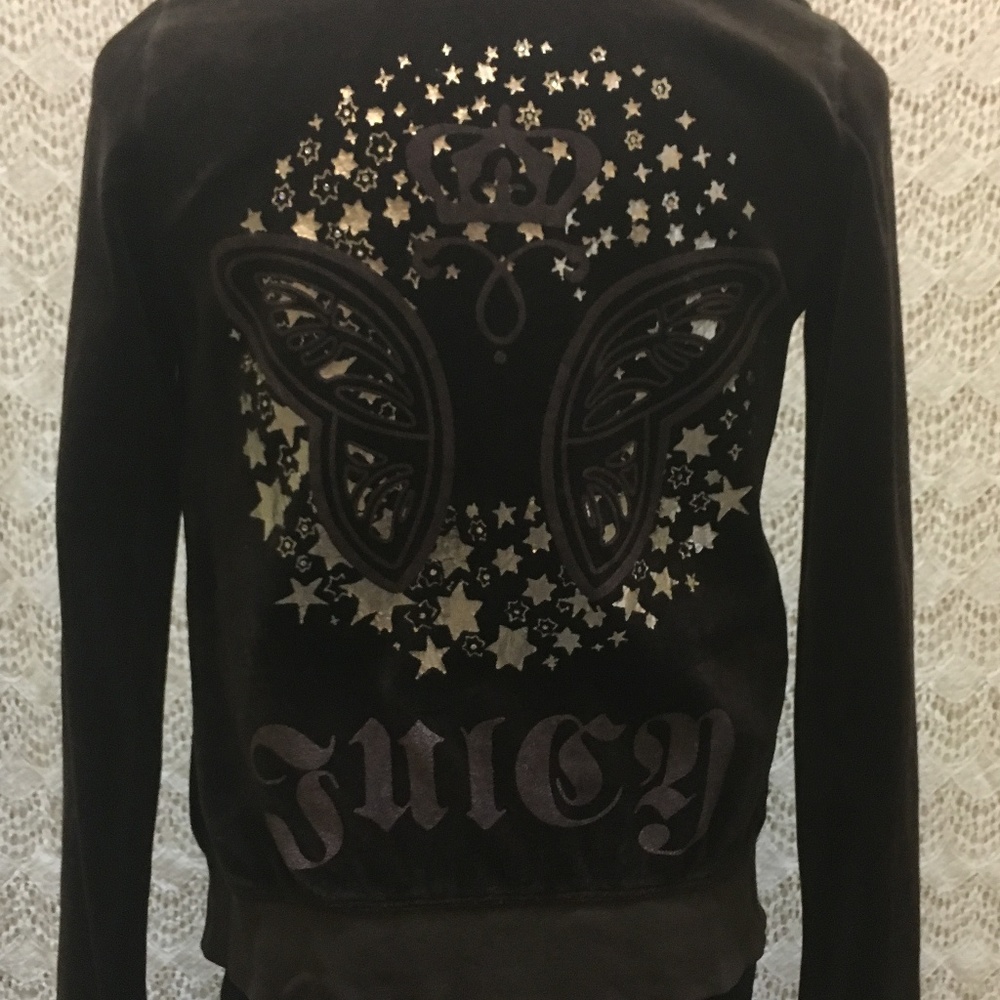 Juicy Couture Brown Velour Hoody w Butterfly